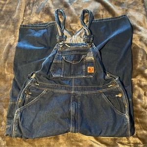 BERNE Carpenter Bib Jean Overalls Mens 42x32 Workwear Blue Denim B910SWD
